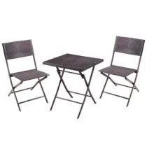 SET GIARDINO "FOLD BLACK" IN RATTAN SINTETICO PP TRE PEZZI
