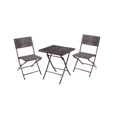SET GIARDINO "FOLD BLACK" IN RATTAN SINTETICO PP TRE PEZZI