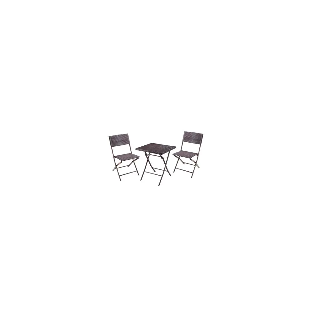 SET GIARDINO "FOLD BLACK" IN RATTAN SINTETICO PP TRE PEZZI