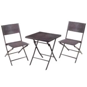 SET GIARDINO "FOLD BLACK" IN RATTAN SINTETICO PP TRE PEZZI