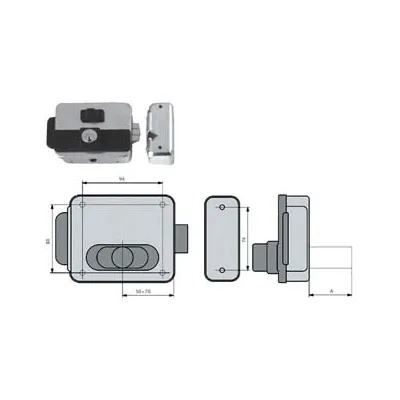 ELETTROSERRATURA APPLICARE CANCELLI REVERSIBILE PULSANTE MULTIPLA 5015