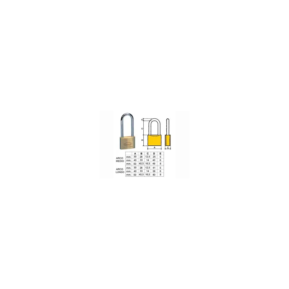 LUCCHETTO OTTONE ARCO LUNGO 2700