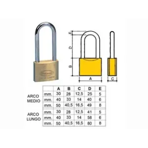LUCCHETTO OTTONE ARCO LUNGO 2700