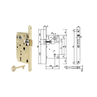 SERRATURA PATENT DA INFILARE CENTRO SOLO SCROCCO BORDO TONDO OTTONATO