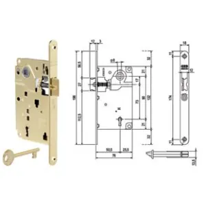 SERRATURA PATENT DA INFILARE CENTRO SOLO SCROCCO BORDO TONDO OTTONATO