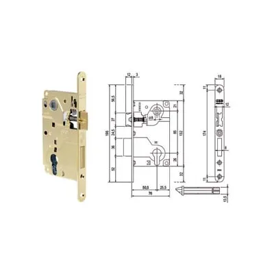 SERRATURA CENTRO CON FORO CILINDRO BORDO TONDO OTT. LUC. FRONT. MM.18