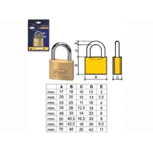 LUCCHETTO OTTONE ARCO NORMALE 2700 IN BLISTER