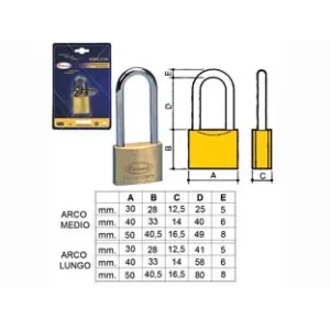 LUCCHETTO OTTONE ARCO LUNGO 2700 IN BLISTER