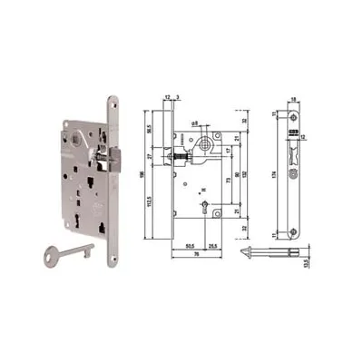 SERRATURA PATENT DA INFILARE CENTRO SOLO SCROCCO BORDO TONDO CROM. OP.
