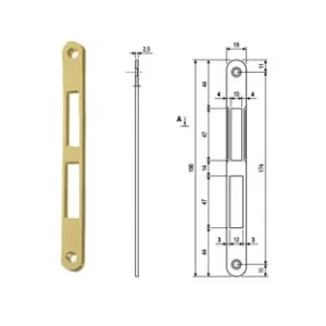 CONTROPIASTRA SERRATURA PATENT CENTRO BORDO TONDO OTT. FRONTALE MM.18