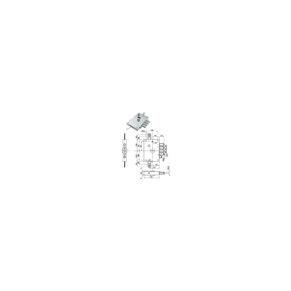 SERRATURA TRIPLICE APPLICARE SCROCCO DOPPIA MAPPA BLIND.HEAVY MM.63