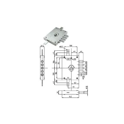 SERRATURA TRIPL.APPLICARE CILINDRO EU CON SCROCCO BLIND.HEAVY MM.63