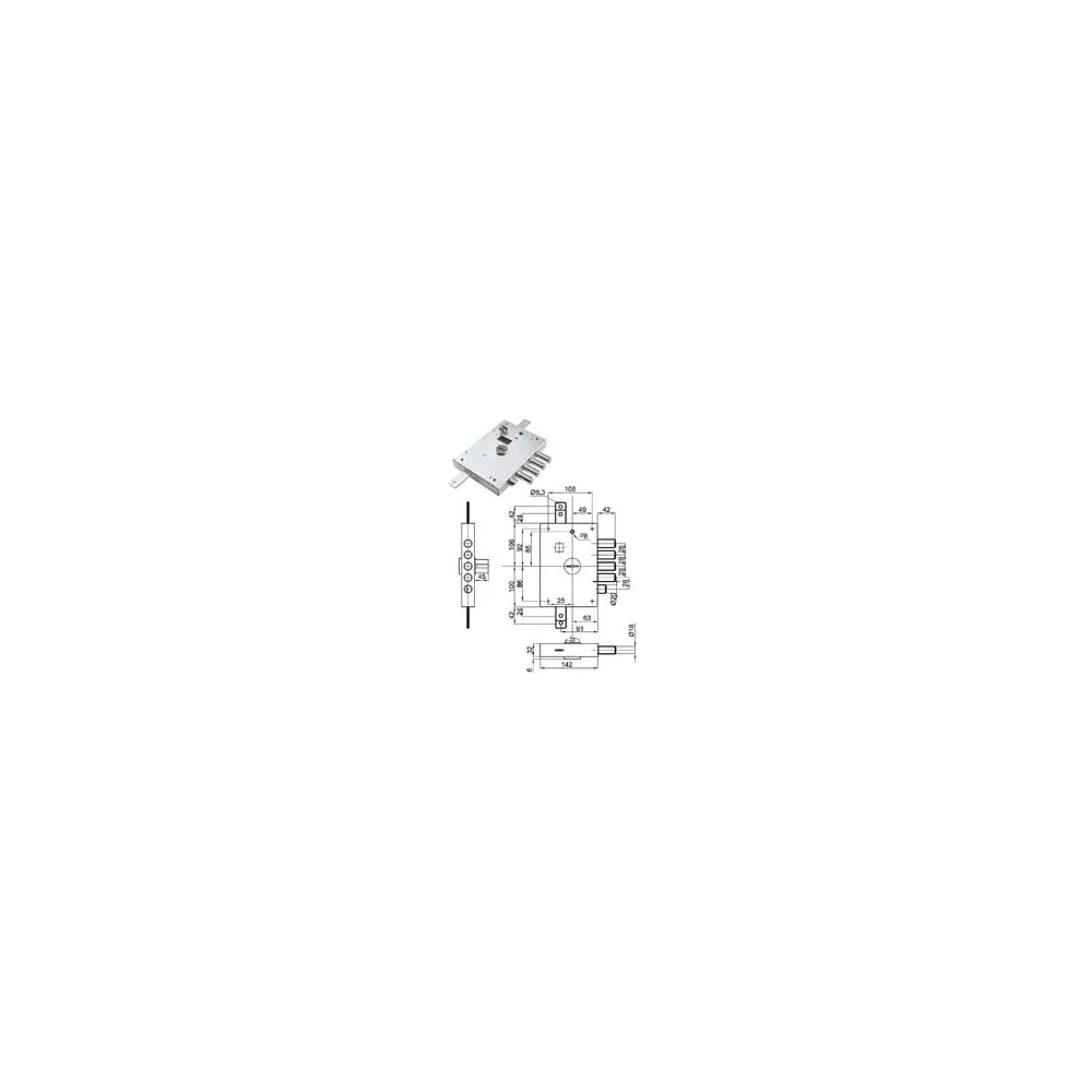 SERRATURA TRIPLICE APPLICARE SCROCCO DOPPIA MAPPA BLIND. HEAVY MM.73