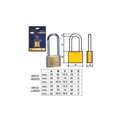 LUCCHETTO OTTONE ARCO LUNGO 2700 IN BLISTER
