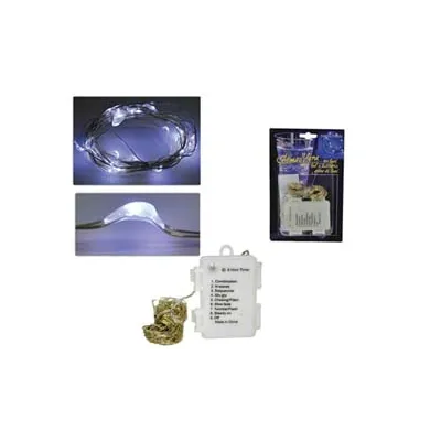 FILO RAME 100 LED BIANCO FREDDO A BATTERIA USO INTERNO CON GIOCO LUCI