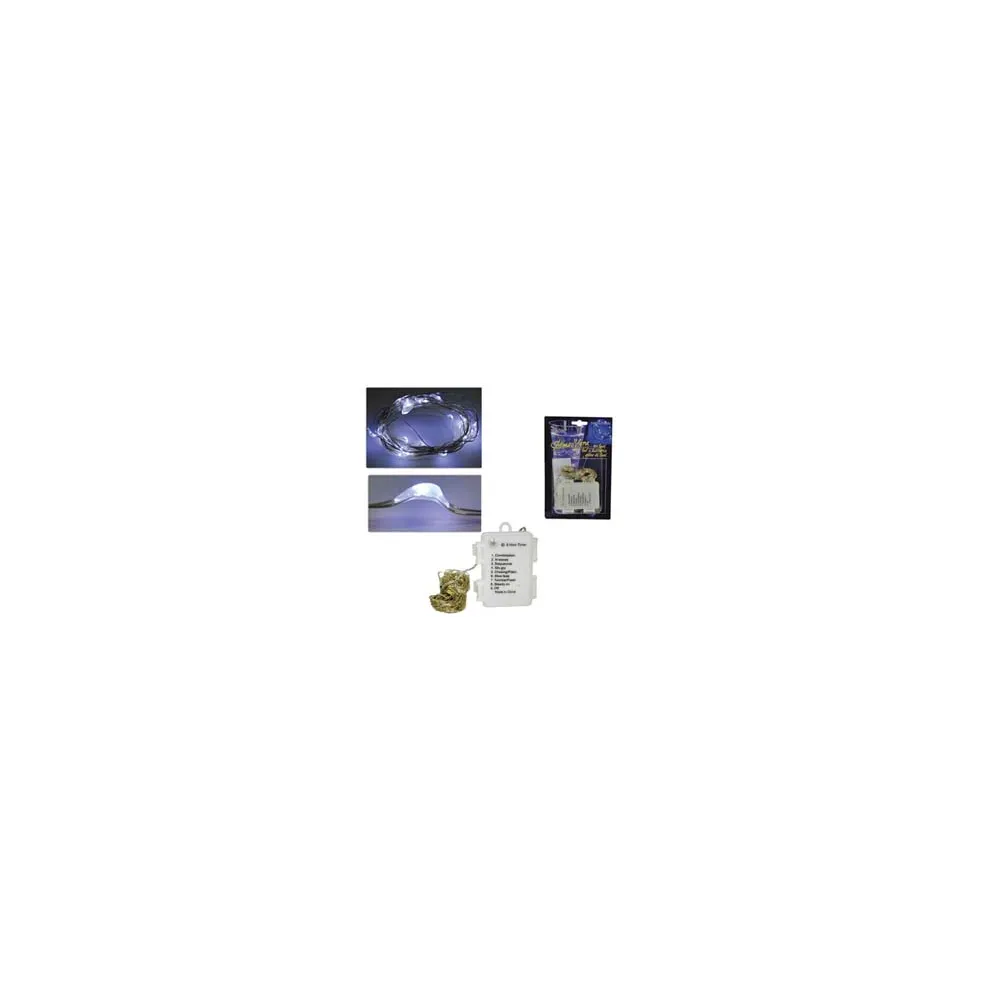 FILO RAME 100 LED BIANCO FREDDO A BATTERIA USO INTERNO CON GIOCO LUCI