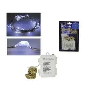 FILO RAME 100 LED BIANCO FREDDO A BATTERIA USO INTERNO CON GIOCO LUCI