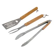 SET UTENSILI PER BARBECUE PZ.3 CON MANICI IN LEGNO