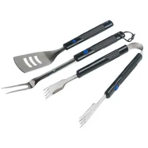 SET UTENSILI PER BARBECUE PZ.3 CON MANICI ALLUNGABILI IN BACHELITE
