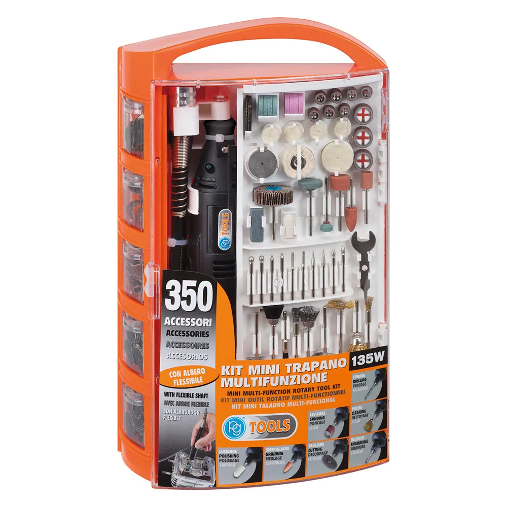 TRAPANO MINI MULTIFUNZIONE IN KIT 135 W con 350 accessori TRAPANO MINI MULTIFUNZIONE IN KIT 135 W con 350 accessori