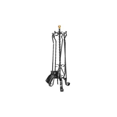 SET 4 ATTREZZI PER CAMINO TORCIGLIONE CON TREPPIEDI