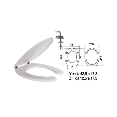 SEDILE WC IN TERMOINDURENTE PER DISABILI "HELP" BIANCO CERNIERE INOX