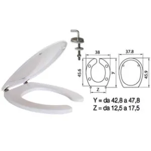 SEDILE WC IN TERMOINDURENTE PER DISABILI "HELP" BIANCO CERNIERE INOX