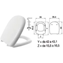 SEDILE WC IN TERMOINDURENTE "FIVE" BIANCO CERNIERE INOX H025S