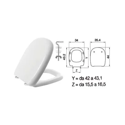 SEDILE WC IN TERMOINDURENTE "FIVE" BIANCO CERNIERE INOX H025S