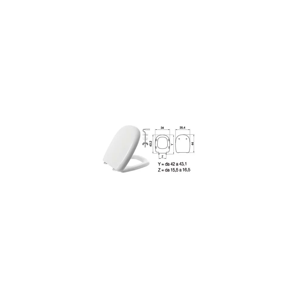 SEDILE WC IN TERMOINDURENTE "FIVE" BIANCO CERNIERE INOX H025S