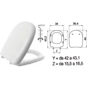 SEDILE WC IN TERMOINDURENTE "FIVE" BIANCO CERNIERE INOX H025S