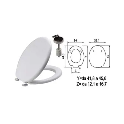 SEDILE WC IN TERMOINDURENTE "TANGO" BIANCO CERNIERE INOX H057
