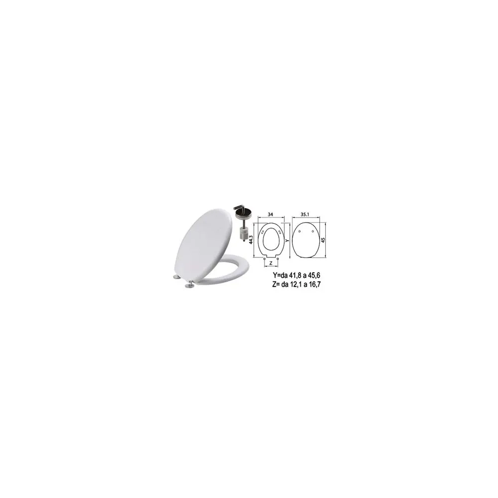 SEDILE WC IN TERMOINDURENTE "TANGO" BIANCO CERNIERE INOX H057