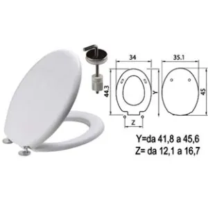 SEDILE WC IN TERMOINDURENTE "TANGO" BIANCO CERNIERE INOX H057