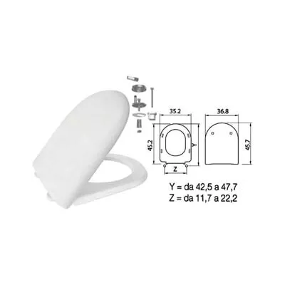 SEDILE WC IN TERMOINDURENTE "LUNA 2" BIANCO CERNIERE INOX H050
