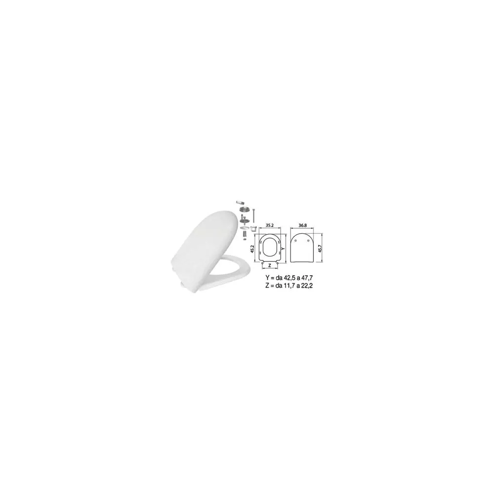 SEDILE WC IN TERMOINDURENTE "LUNA 2" BIANCO CERNIERE INOX H050