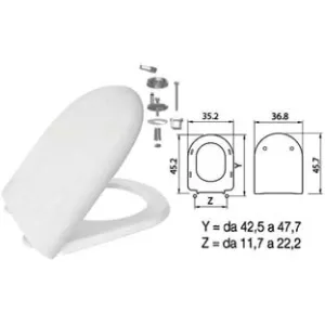 SEDILE WC IN TERMOINDURENTE "LUNA 2" BIANCO CERNIERE INOX H050