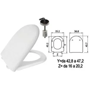 SEDILE WC IN TERMOINDURENTE "LUNA 2" BIANCO CERNIERE INOX H057
