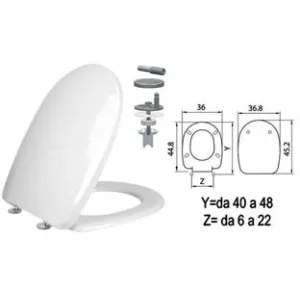 SEDILE WC IN TERMOINDURENTE "AQUA" CERNIERE INOX  H341