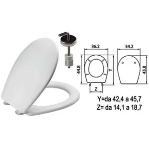 SEDILE WC IN TERMOINDURENTE "SEBINO" BIANCO CERNIERE INOX H057