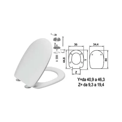 SEDILE WC IN TERMOINDURENTE "PASSEPARTOUT" BIANCO CERNIERE INOX H050