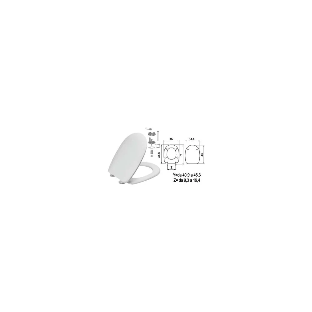 SEDILE WC IN TERMOINDURENTE "PASSEPARTOUT" BIANCO CERNIERE INOX H050