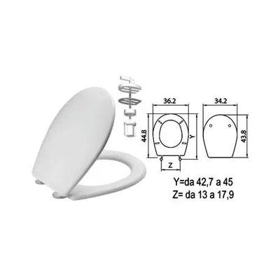 SEDILE WC IN TERMOINDURENTE "SEBINO" BIANCO CERNIERE NYLON H011