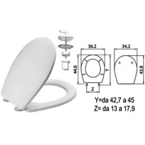 SEDILE WC IN TERMOINDURENTE "SEBINO" BIANCO CERNIERE NYLON H011
