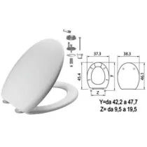 SEDILE WC IN TERMOINDURENTE "MAMBO" BIANCO CERNIERE INOX H050