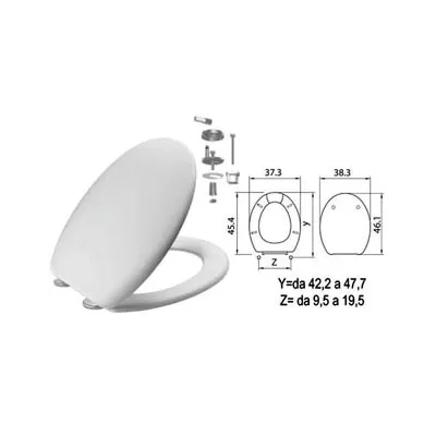 SEDILE WC IN TERMOINDURENTE "MAMBO" BIANCO CERNIERE INOX H050
