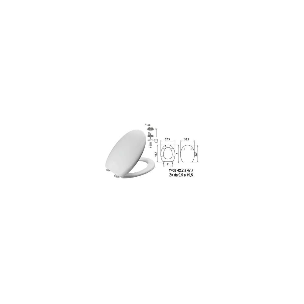 SEDILE WC IN TERMOINDURENTE "MAMBO" BIANCO CERNIERE INOX H050