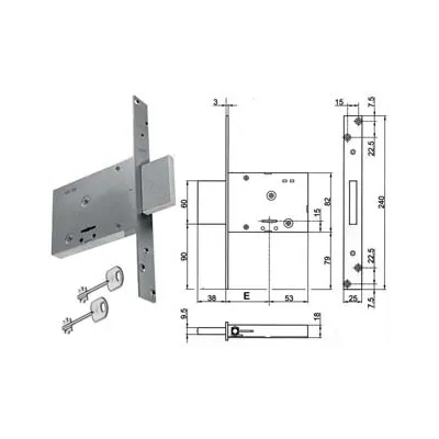 SERRATURA DA INFILARE DOPPIA MAPPA SOLO CATENACCIO 8TD100