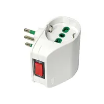 ADATTATORE DOPPIO SCHUKO 2 POLI + TERRA 10A CON INTERRUTTORE