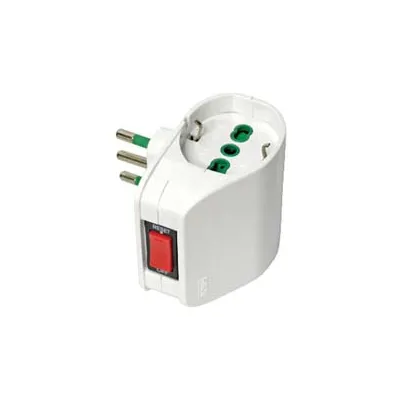 ADATTATORE DOPPIO SCHUKO 2 POLI + TERRA 10A CON INTERRUTTORE